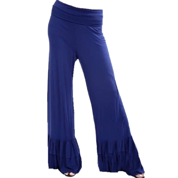 Plus Size Palazzo Pants w/ Ruffle Hem 2X - Picture 1 of 2